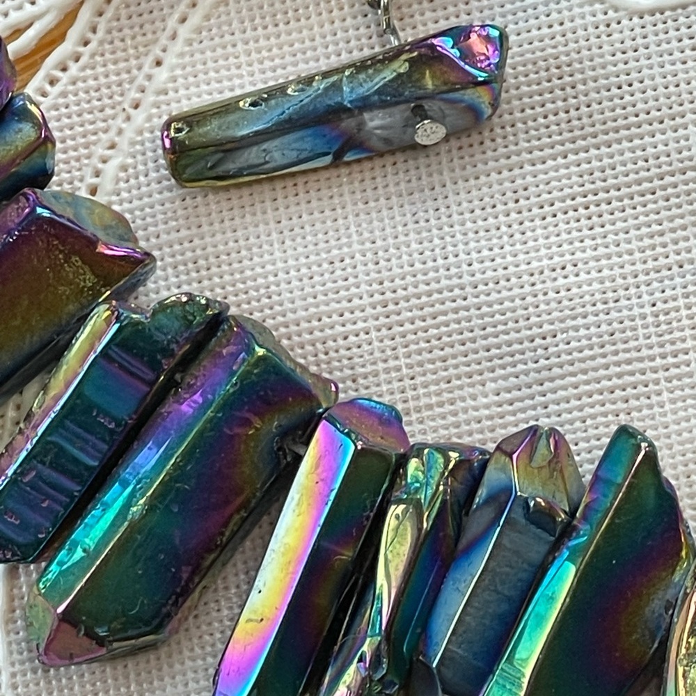 Rainbow titanium necklace & earring set gorgeous colors! - Picture 5 of 11